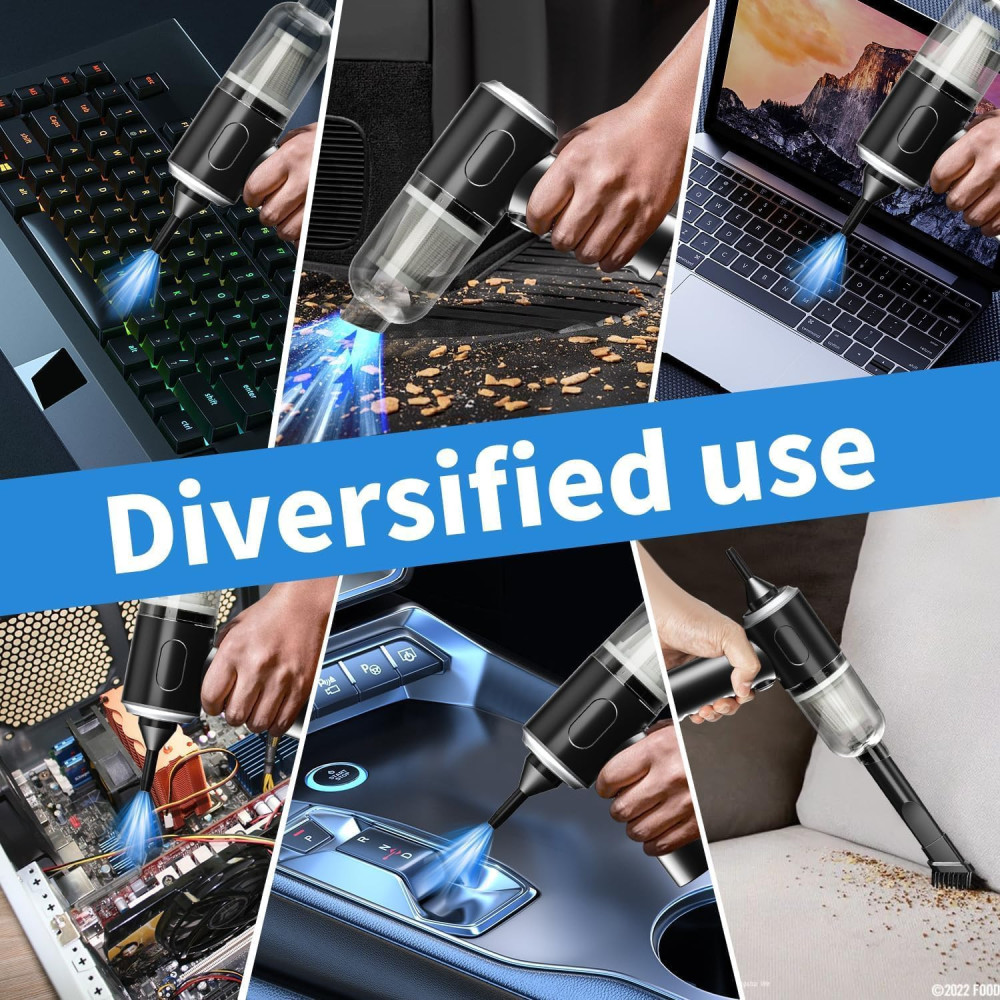 Car Vacuum Cleaner 2 in 1 with 3 Attachments & Blower | Cordless Handheld Vacuum Cleaner for Wet & Dry Cleaning for Home/Office/Car/Keyboard/Travel/Sofa/Office (BBlack)