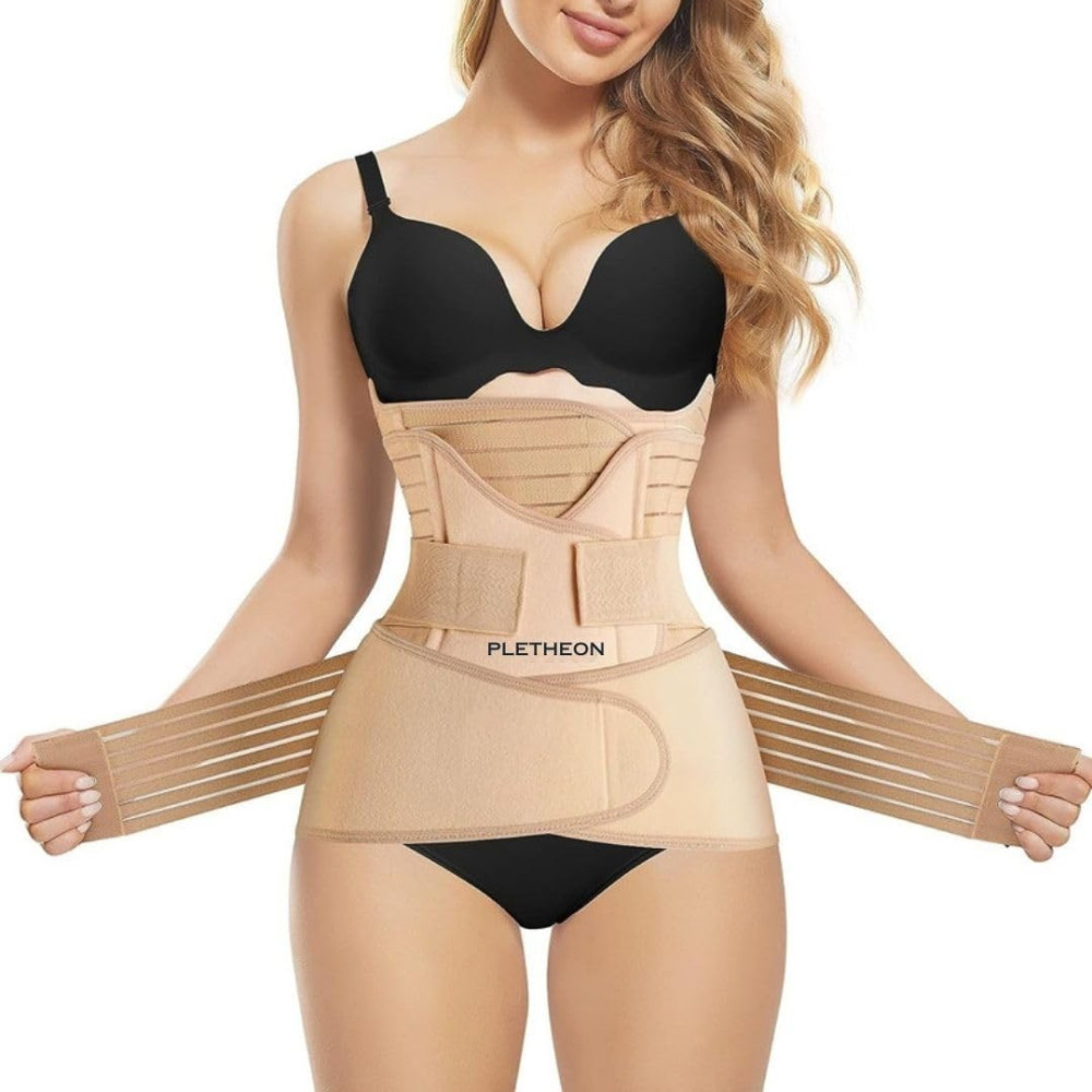 M-ved  3-In-1 Post Pregnancy Abdominal Belt After Delivery Waist & Pelvis Slimming Shapewear Tummy Reduction Free Size (Polyester & spandex,Fit From 30 Inch To 46 Inches Of Waist)