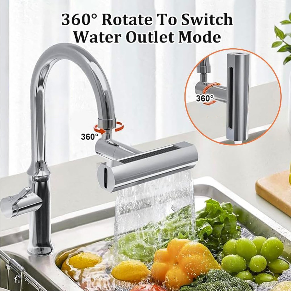 M-ved  Universal Flexible Faucet Extender For Taps with 4 Adjustment Mode, Tap Extension For Kitchen Sink, Aerators For Water Tap, 360 Rotating Water Faucet For Washing Fruit, Vegetables | Pack 1