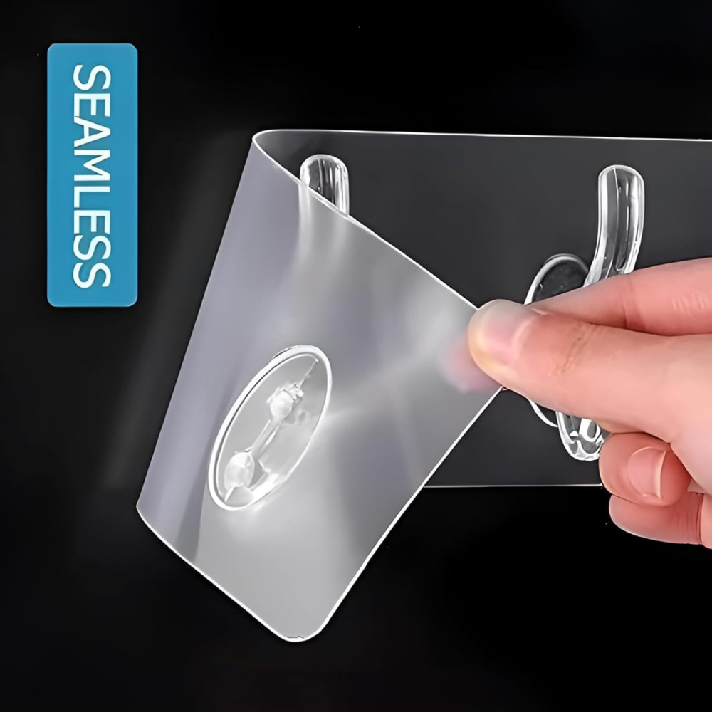 5 in 1 Self Adhesive Hook Sticker Strip for Wall Hanging, Heavy Duty Transparent Wall Hooks for Bathroom and Kitchen, Reusable Waterproof Sticky Hook Strips (5 Hook Sticker, Pack of 3)