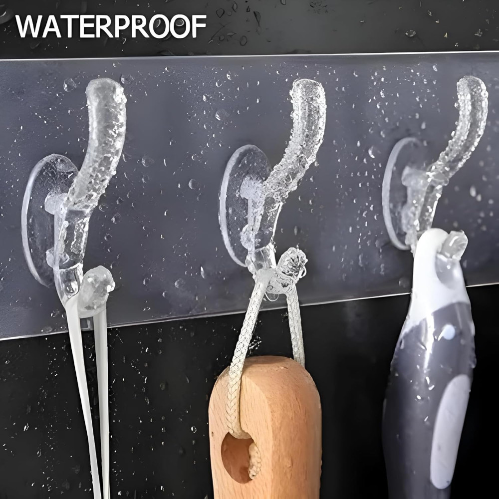 5 in 1 Self Adhesive Hook Sticker Strip for Wall Hanging, Heavy Duty Transparent Wall Hooks for Bathroom and Kitchen, Reusable Waterproof Sticky Hook Strips (5 Hook Sticker, Pack of 3)