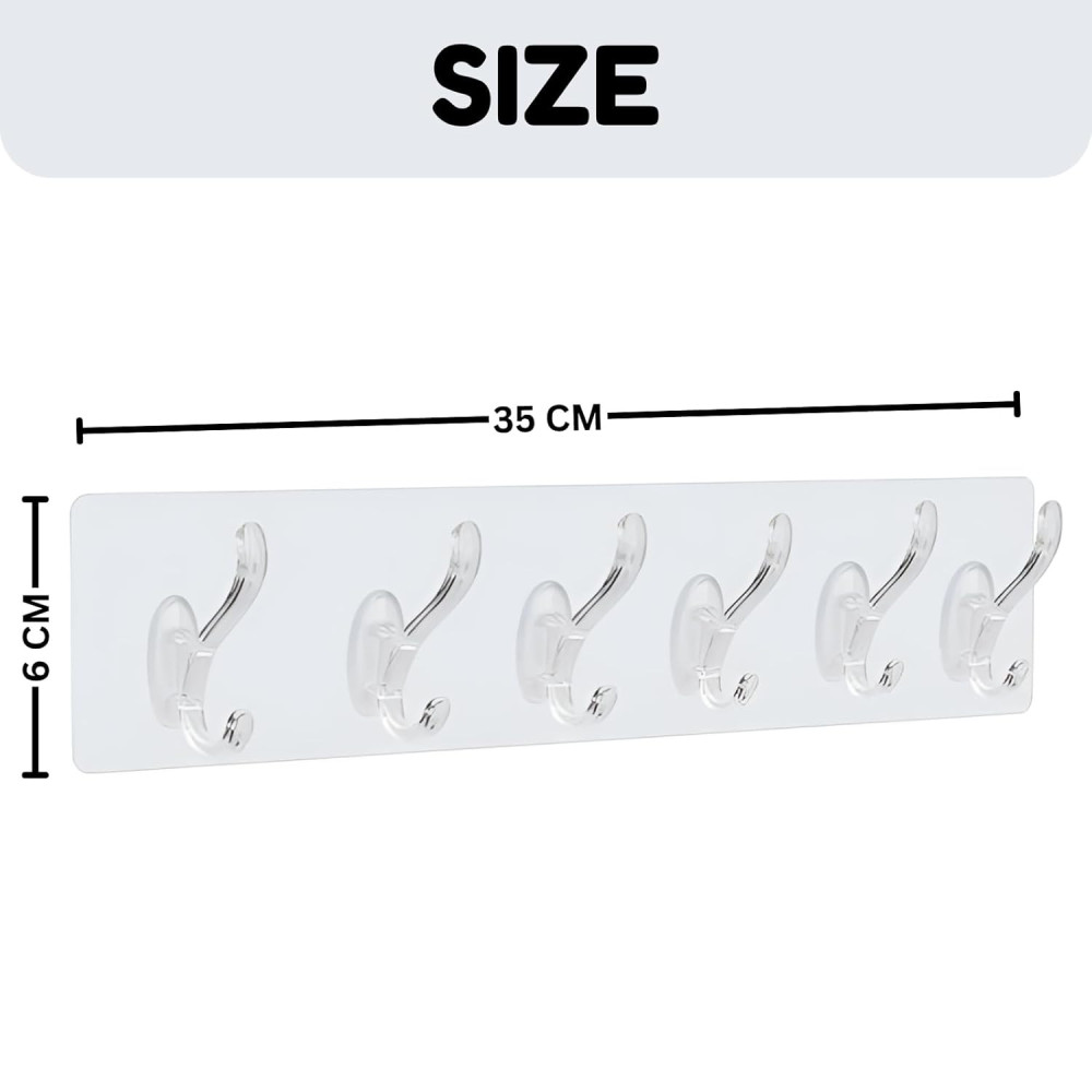 5 in 1 Self Adhesive Hook Sticker Strip for Wall Hanging, Heavy Duty Transparent Wall Hooks for Bathroom and Kitchen, Reusable Waterproof Sticky Hook Strips (5 Hook Sticker, Pack of 3)