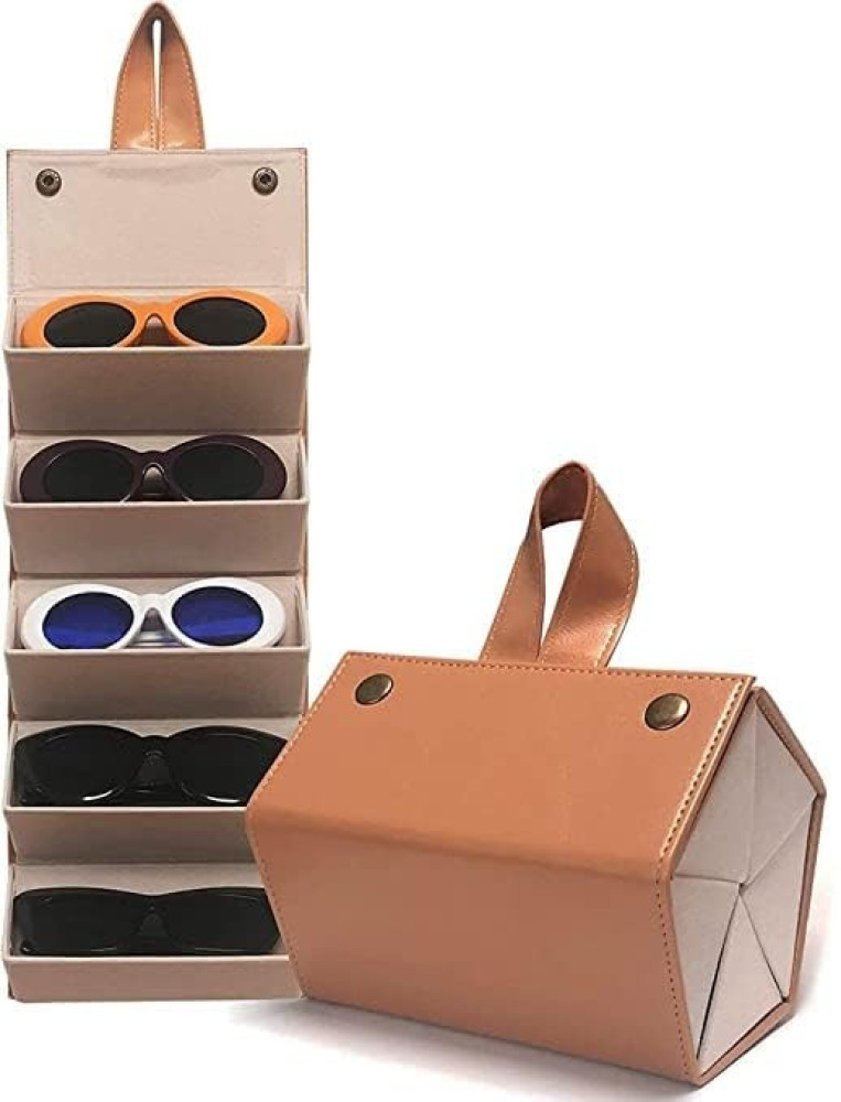 Sunglasses Organizer with Slots, Travel Glasses Case Storage Portable Sunglasses Storage Case Bag Foldable Eyeglasses Holder Box, Eyewear Display Containers for Men & Women