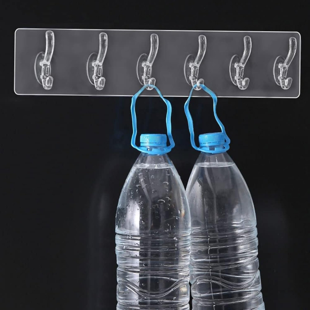 6-Hook Sticker Plate for Convenient and Space-Saving Storage Solution