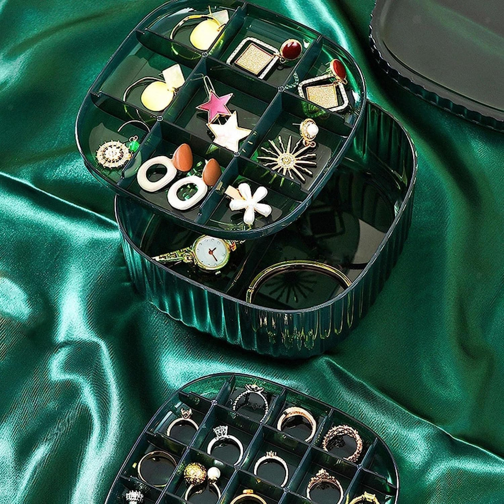 Jewelry Organizer Box, Acrylic Earring Organizer Jewelry Box with Compartment Tray, Clear Display Storage Box for Rings Bracelet Necklaces, 3 Layer Travel Jewelry Case Gift for Women Girls