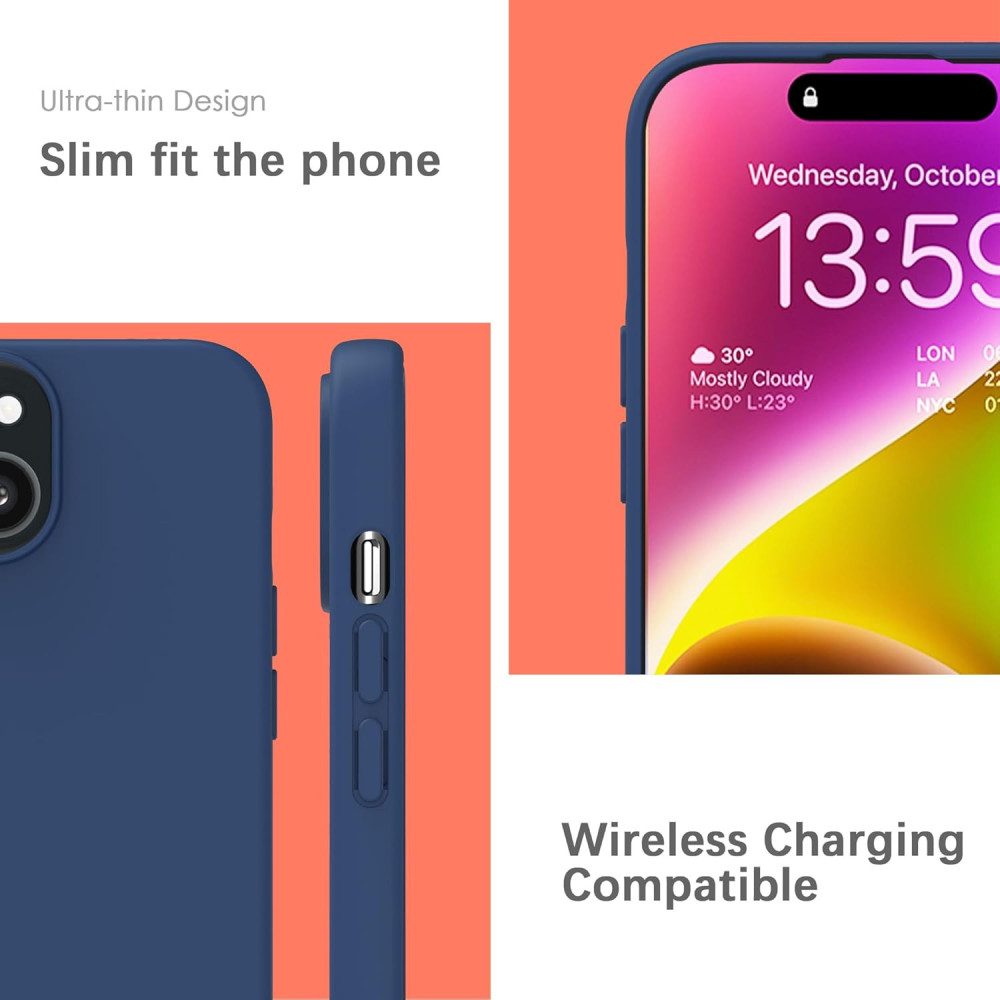 M-ved Silicone Back Case for iPhone 13, Soft-Touch Phone Back Cover for Apple iPhone 13 -dark blue