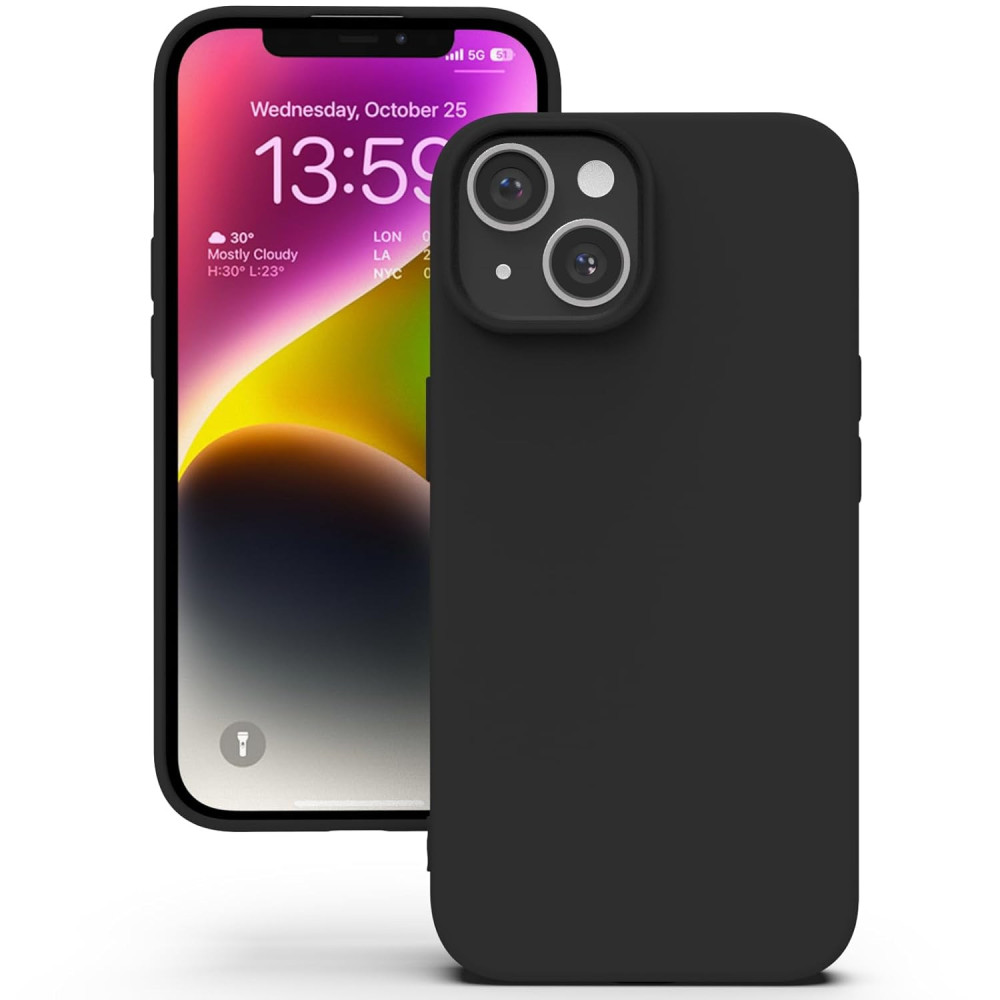 M-ved Silicone Back Case for iPhone 13, Soft-Touch Phone Back Cover for Apple iPhone 13 -blck