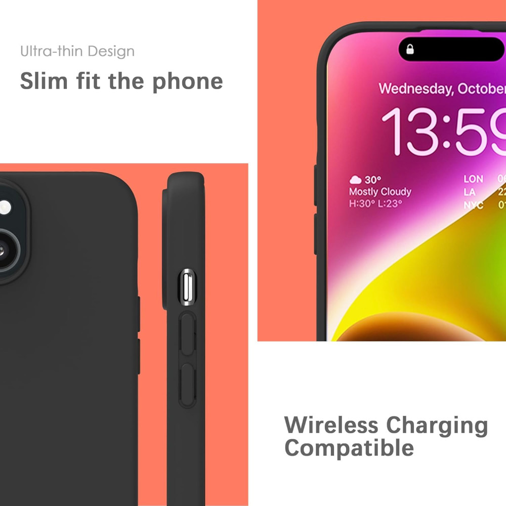 M-ved Silicone Back Case for iPhone 13, Soft-Touch Phone Back Cover for Apple iPhone 13 -blck