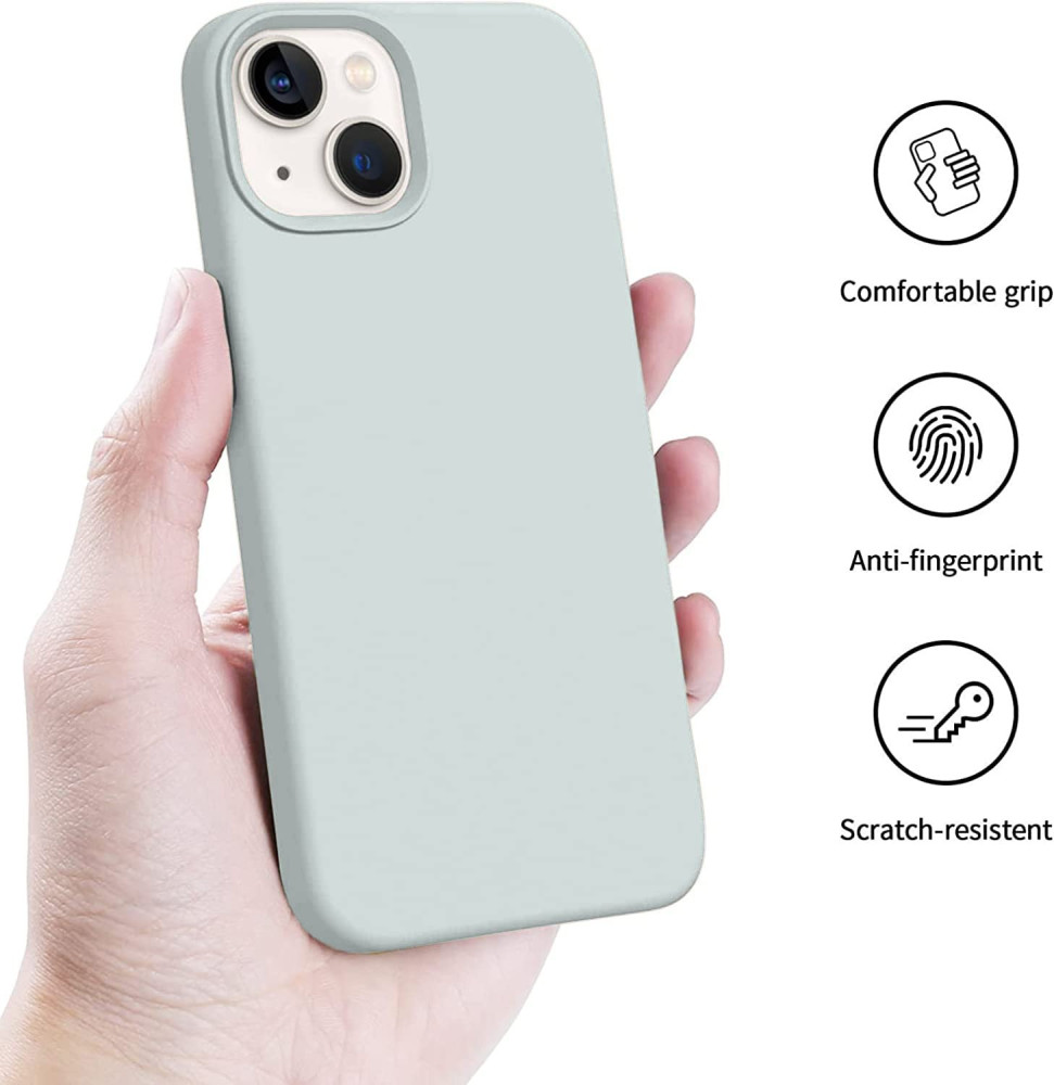 M-ved Silicone Back Case for iPhone 13, Soft-Touch Phone Back Cover for Apple iPhone 13 -grey