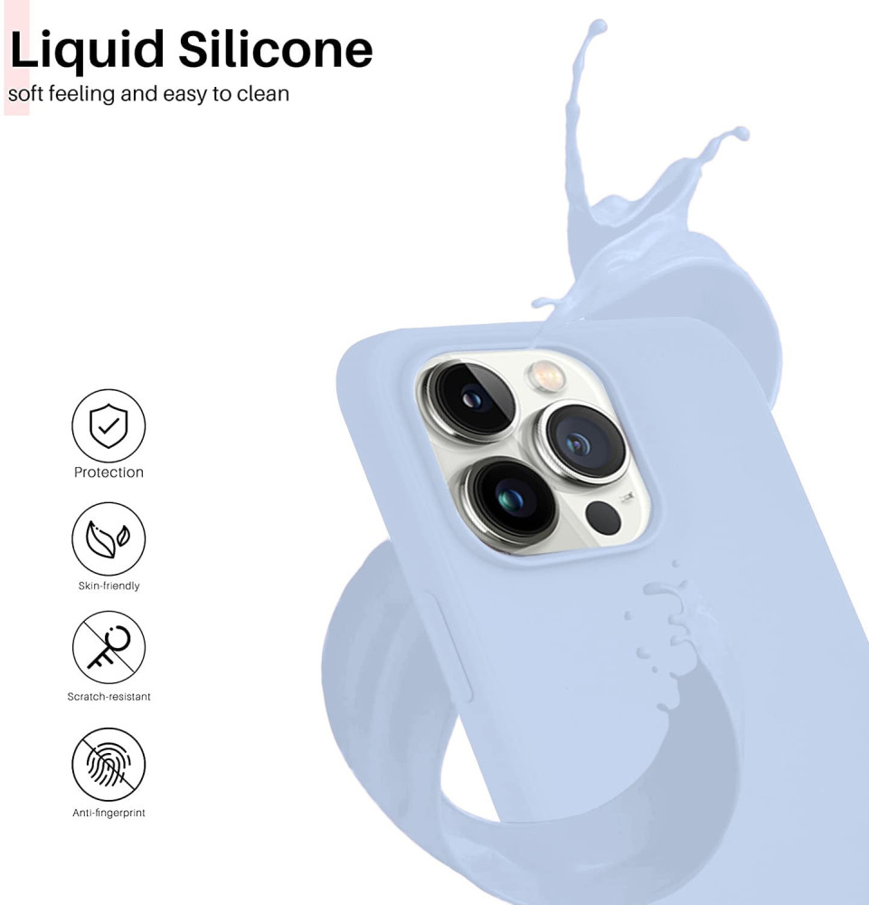 M-VED Silicone Fit Back Cover Case Compatible with iPhone 13 Pro-SKY