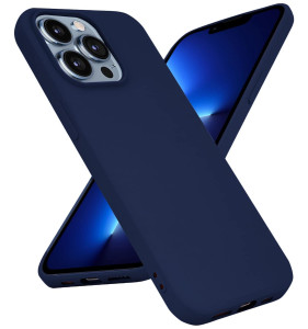 M-ved Microfiber Candy Case Compatible for iPhone 13 Pro 6.1 Inch Shockproof Slim Back Cover Liquid Silicone Case -DARK BLUE