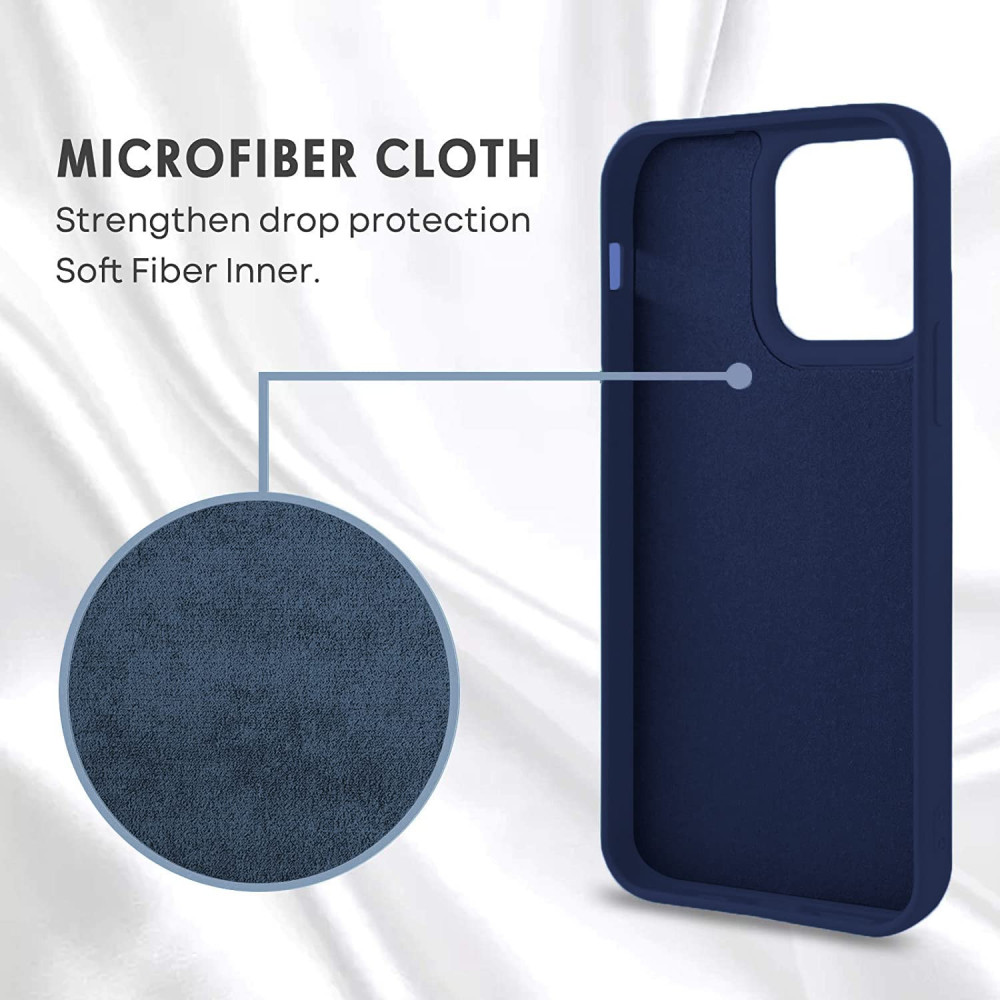 M-ved Microfiber Candy Case Compatible for iPhone 13 Pro 6.1 Inch Shockproof Slim Back Cover Liquid Silicone Case -DARK BLUE