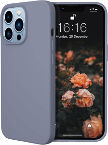 M-ved Microfiber Candy Case Compatible for iPhone 13 Pro 6.1 Inch Shockproof Slim Back Cover Liquid Silicone Case -PURPLE