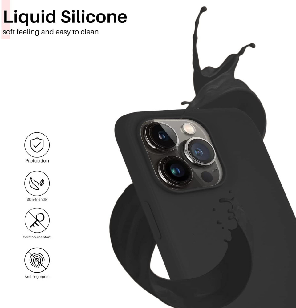 M- ved  Microfiber Candy Case Compatible for iPhone 13 Pro 6.1 Inch Shockproof Slim Back Cover Liquid Silicone Case -BLACK
