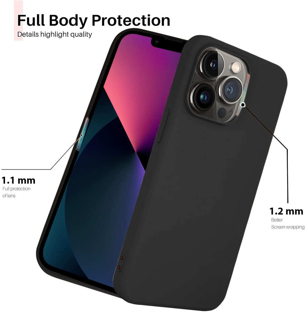 M- ved  Microfiber Candy Case Compatible for iPhone 13 Pro 6.1 Inch Shockproof Slim Back Cover Liquid Silicone Case -BLACK