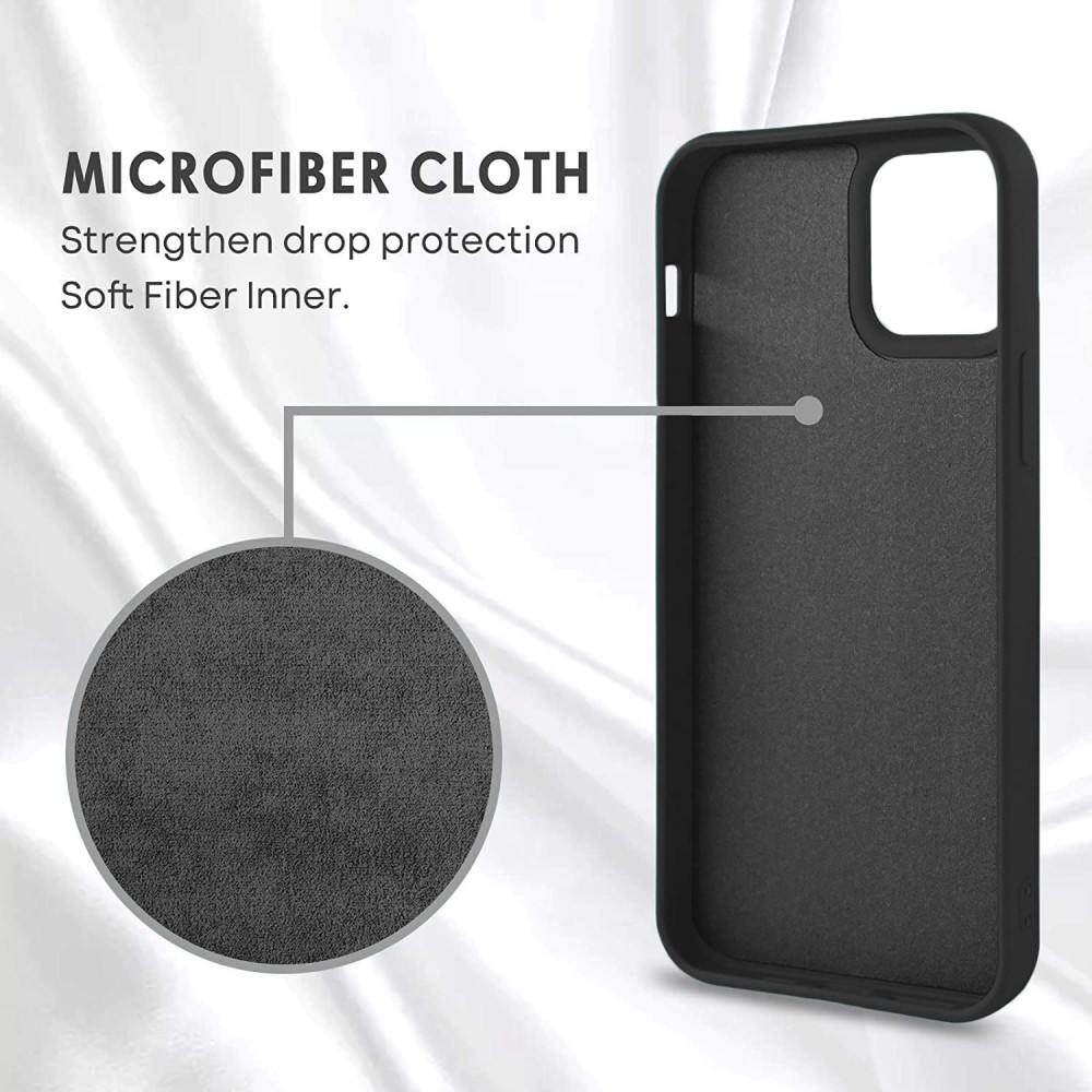 M- ved  Microfiber Candy Case Compatible for iPhone 13 Pro 6.1 Inch Shockproof Slim Back Cover Liquid Silicone Case -BLACK