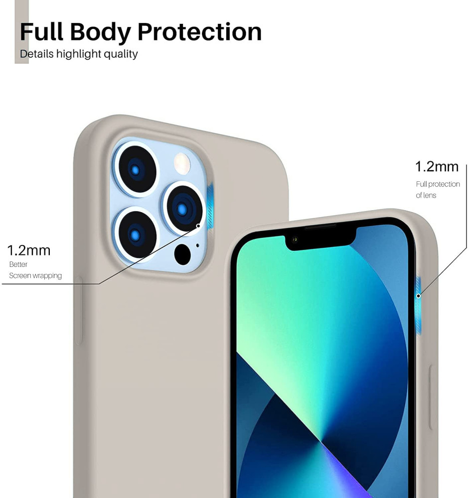 M-ved Microfiber Candy Case Compatible for iPhone 13 Pro 6.1 Inch Shockproof Slim Back Cover Liquid Silicone Case -grey