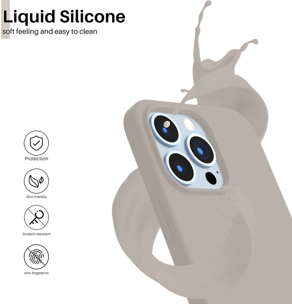 M-ved Microfiber Candy Case Compatible for iPhone 13 Pro 6.1 Inch Shockproof Slim Back Cover Liquid Silicone Case -grey