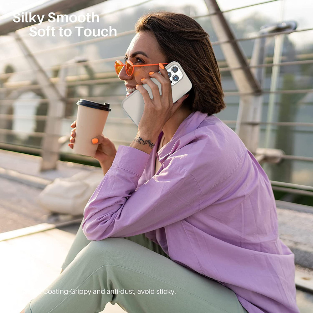 M-ved Microfiber Candy Case Compatible for iPhone 13 Pro 6.1 Inch Shockproof Slim Back Cover Liquid Silicone Case -grey