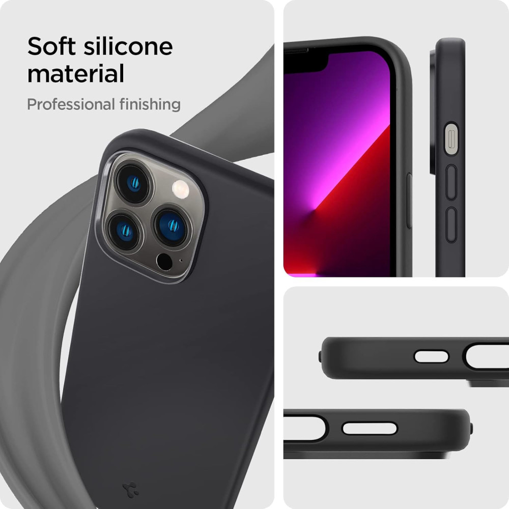 M-ved Microfiber Candy Case Compatible for iPhone 13 Pro Max, Shockproof Slim Back Cover Liquid Silicone Case-black