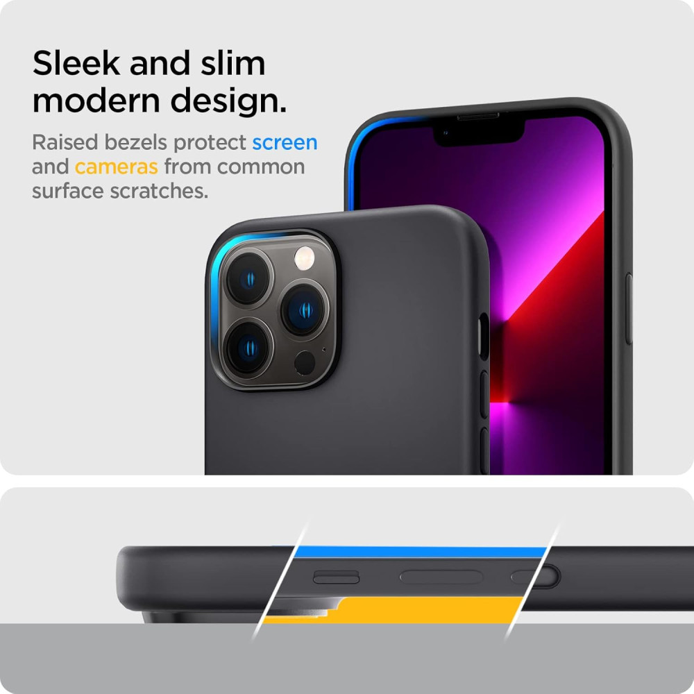 M-ved Microfiber Candy Case Compatible for iPhone 13 Pro Max, Shockproof Slim Back Cover Liquid Silicone Case-black