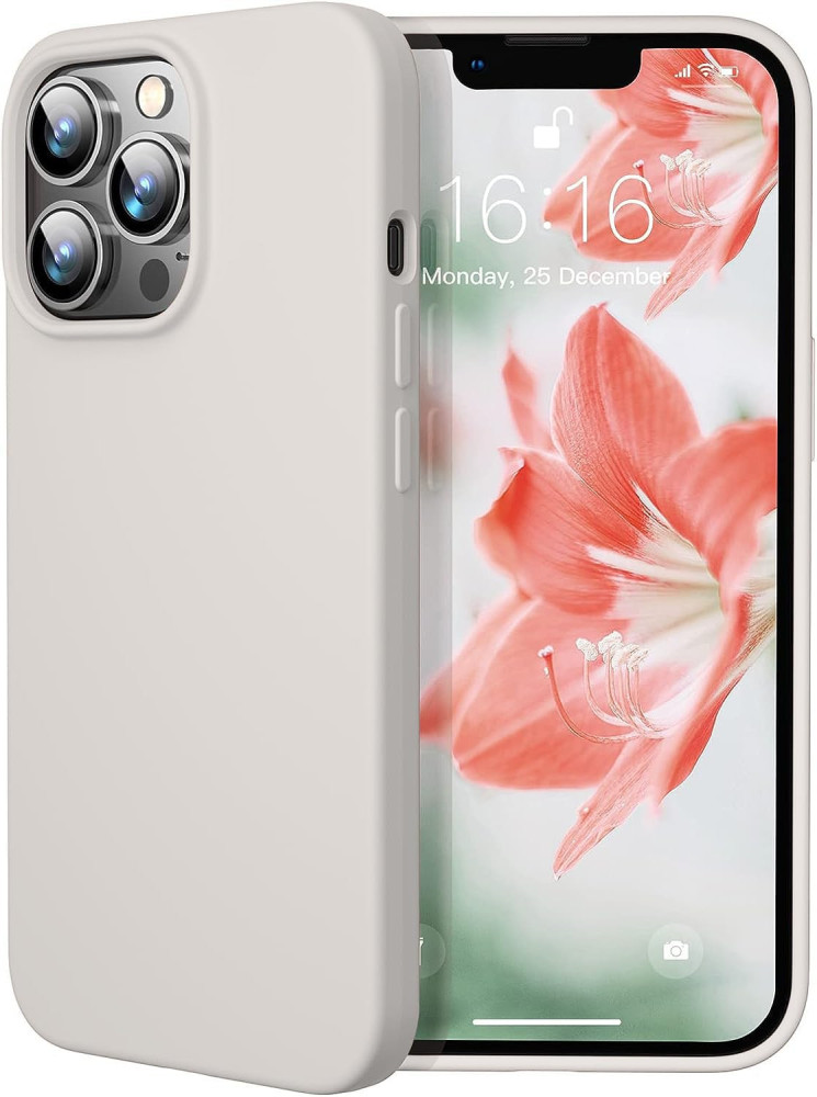 M-ved Microfiber Candy Case Compatible for iPhone 13 Pro Max, Shockproof Slim Back Cover Liquid Silicone Case-grey