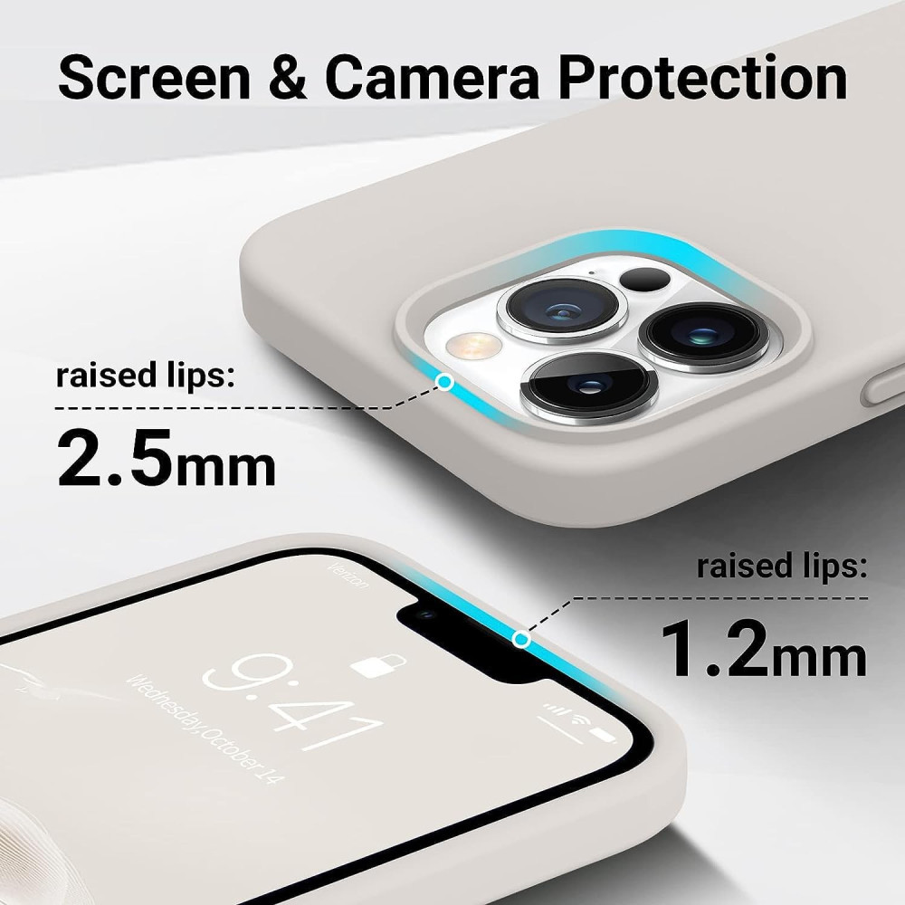 M-ved Microfiber Candy Case Compatible for iPhone 13 Pro Max, Shockproof Slim Back Cover Liquid Silicone Case-grey