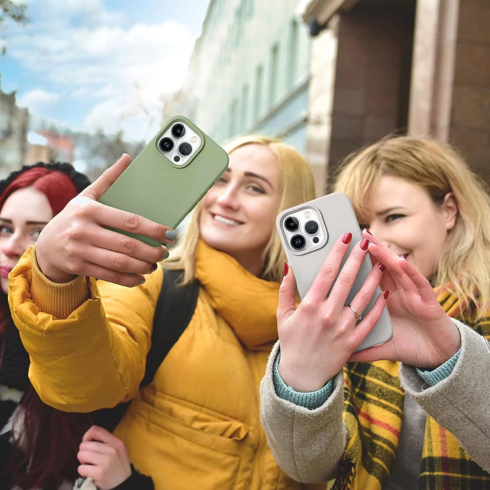 M-ved Microfiber Candy Case Compatible for iPhone 13 Pro Max, Shockproof Slim Back Cover Liquid Silicone Case-grey