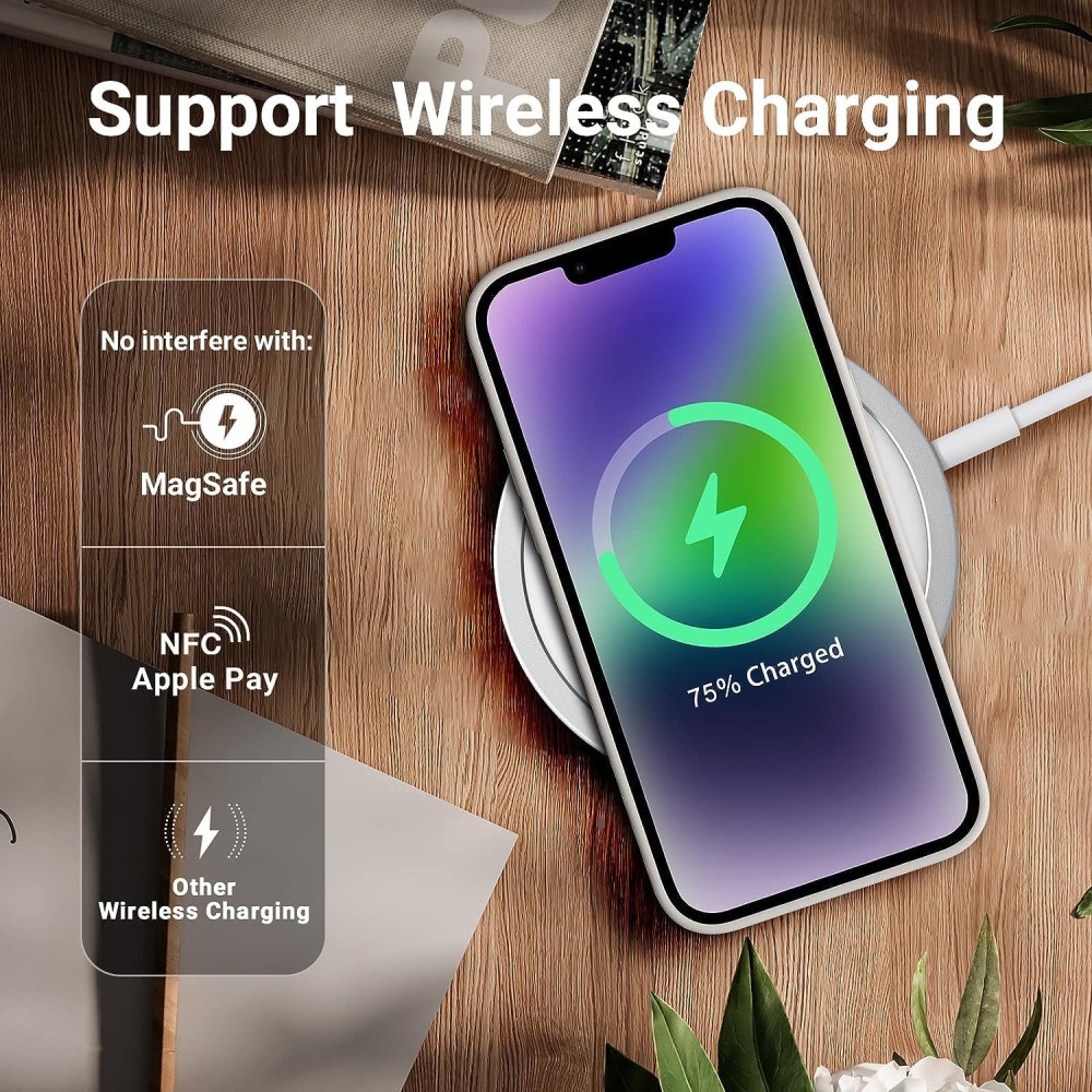 M-ved Microfiber Candy Case Compatible for iPhone 13 Pro Max, Shockproof Slim Back Cover Liquid Silicone Case-grey