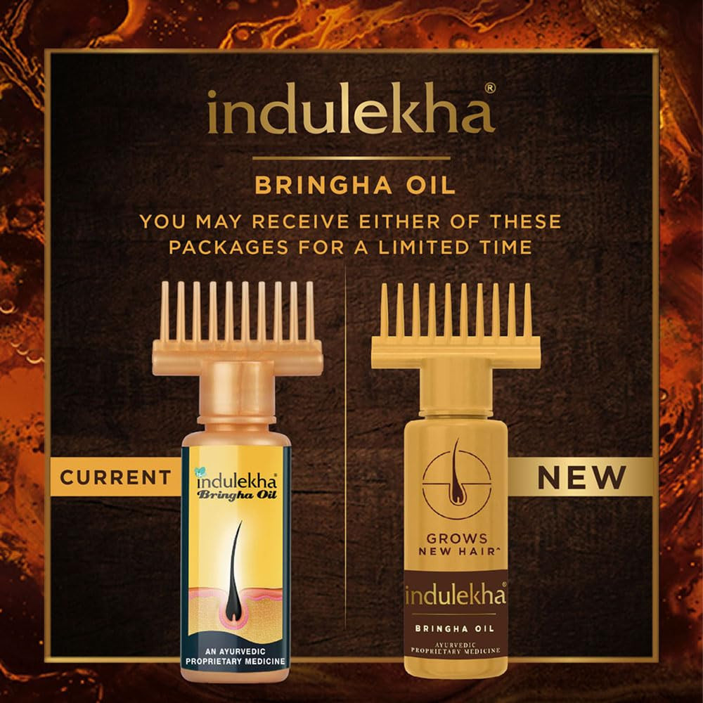 Indulekha Bringha, Ayurvedic Hair Oil, 100ml, for Hair Fall Control, with Amla & Coconut Oil, with Comb Applicator