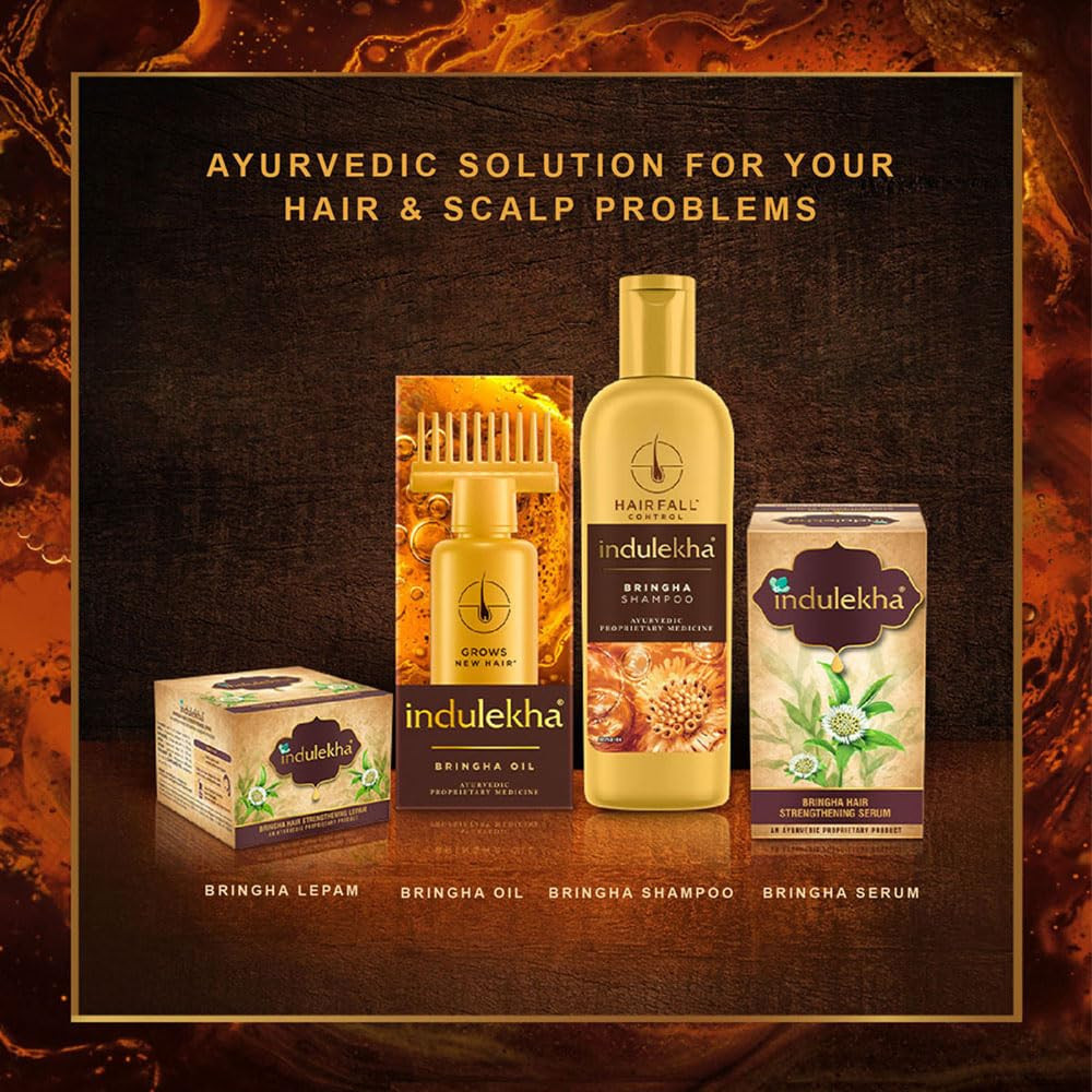 Indulekha Bringha, Ayurvedic Hair Oil, 100ml, for Hair Fall Control, with Amla & Coconut Oil, with Comb Applicator