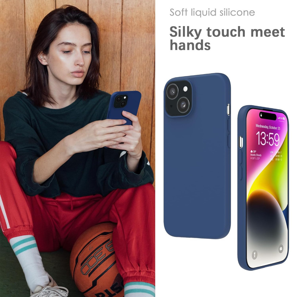 M-ved Silicone Back Case for iPhone 14, Soft-Touch Phone Back Cover for Apple iPhone 14-blue