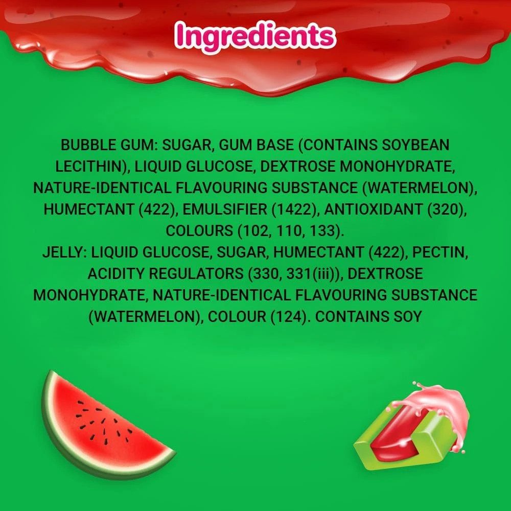 Boomer Jelly Watermelon Flavour Chewing Gum Jar,