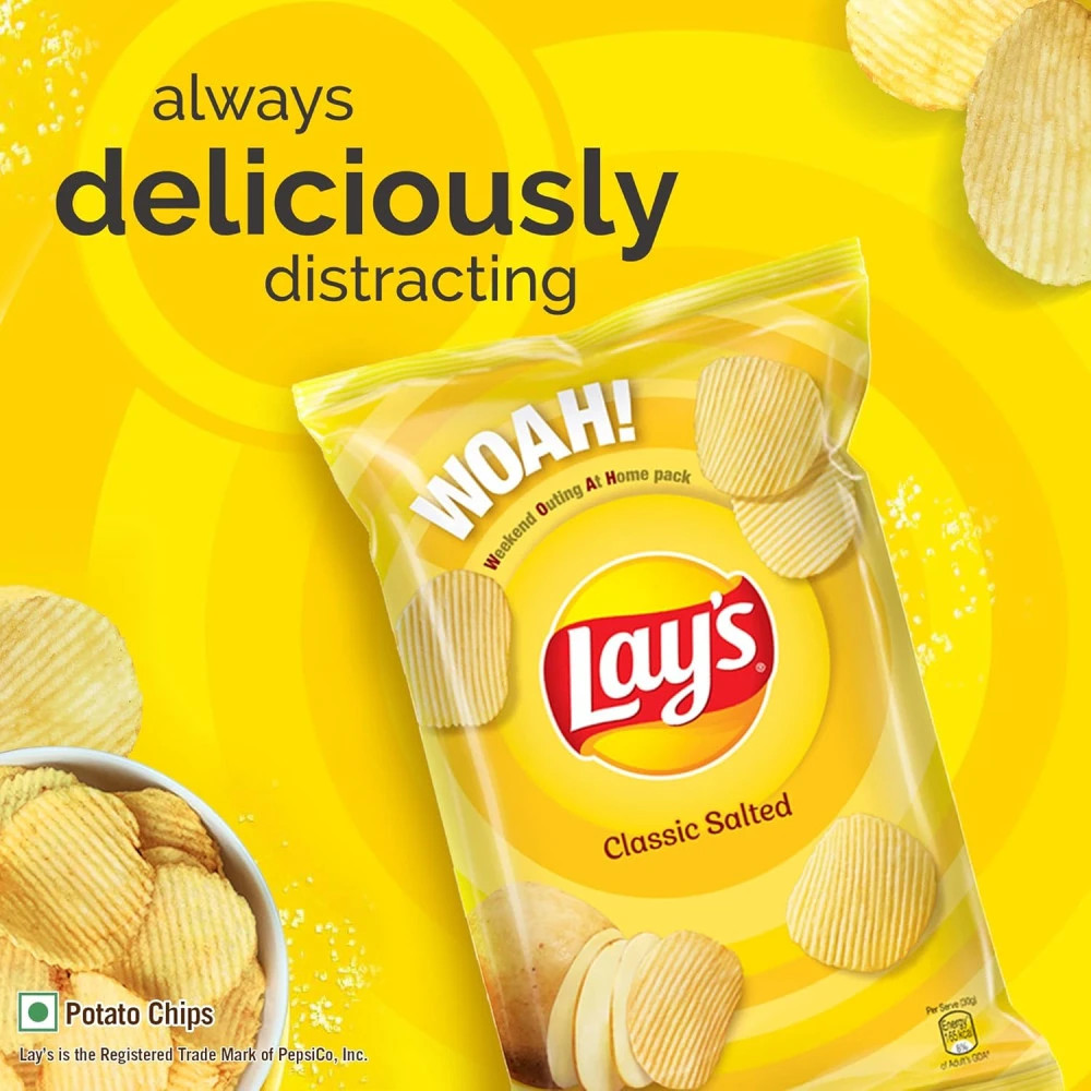 Lay's Potato Chips - Classic Salted Pouch, 90 Gm
