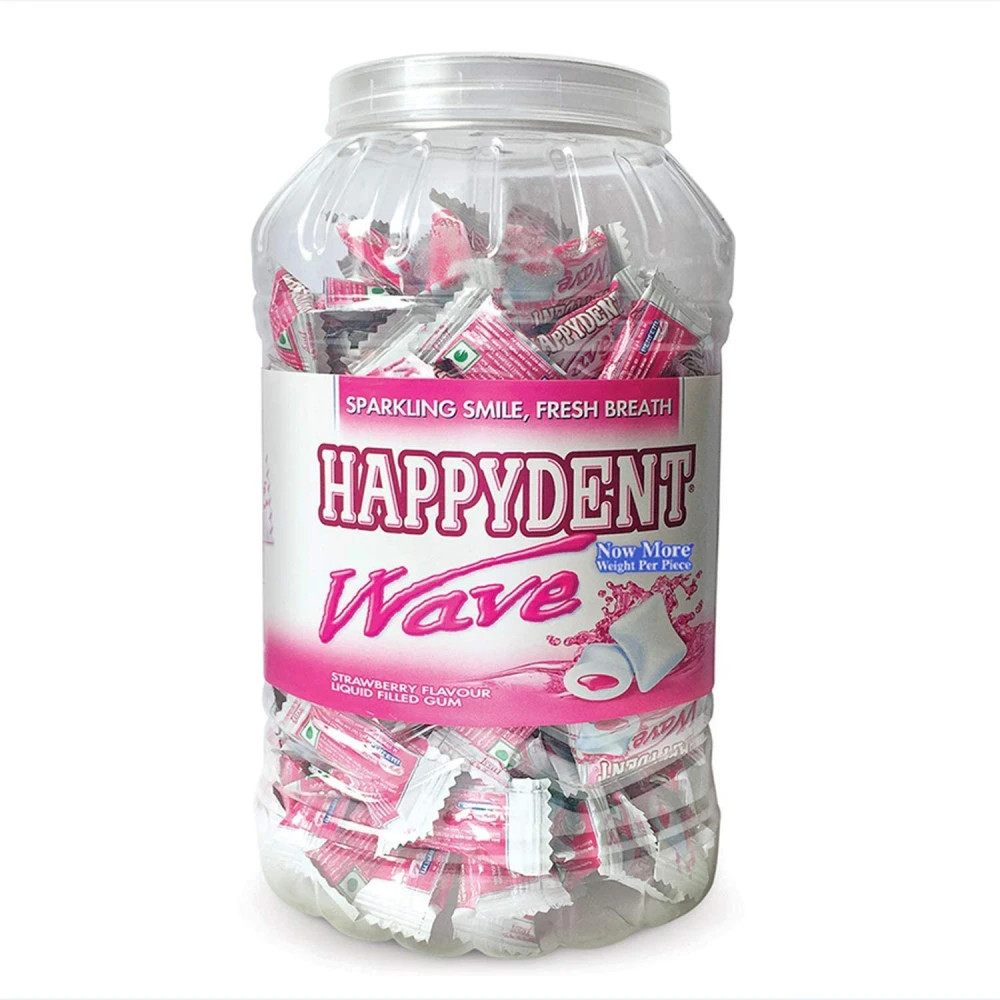 Happydent Wave, Strawberry, Chewing Gum Jar, 404.8 g,