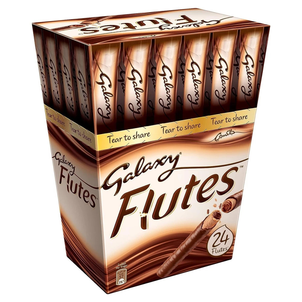Galaxy Flutes Chocolate Wafer Sticks, 24 Count, Tear