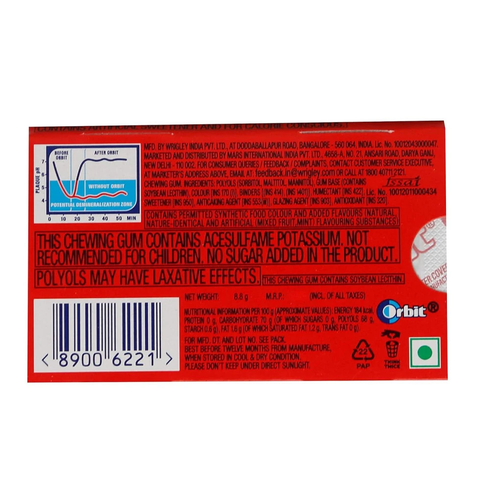 Orbit Wrigley's Mixed Fruit Sugar Free Chewing Gum