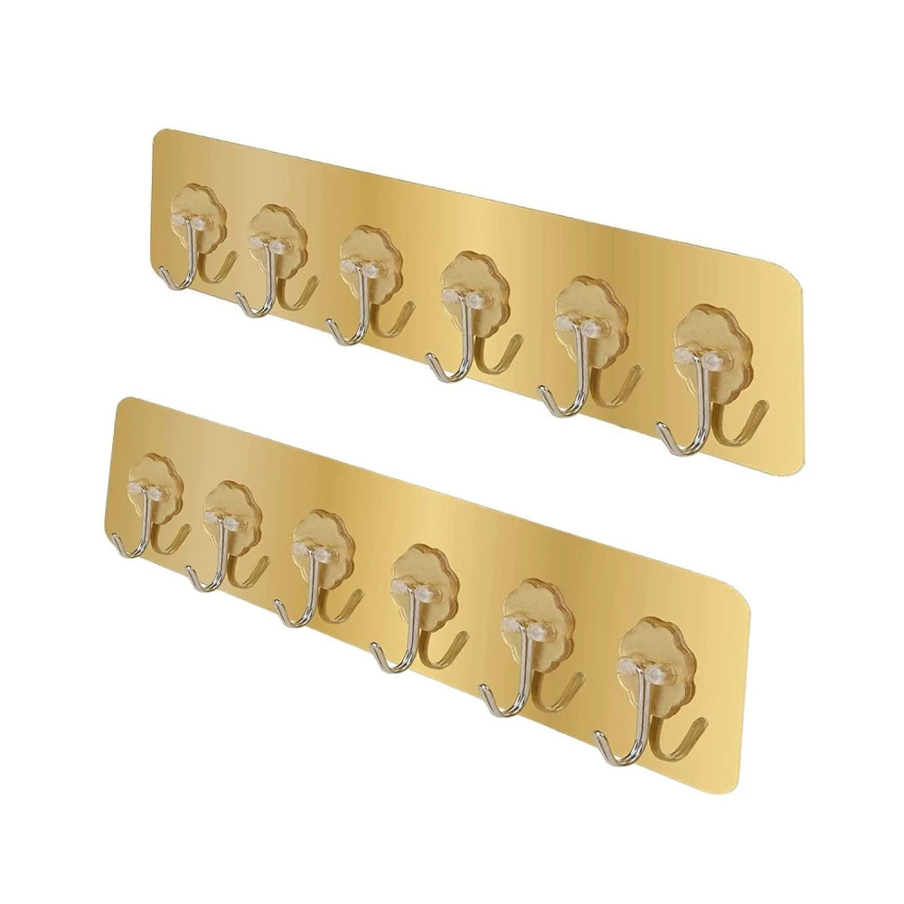 M ved Wall Mounted Coat Hook Rack, 6 Double Hooks plate,