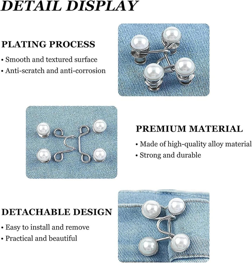 M ved Adjustable Waist Buckle for Loose Jeans Pants, Pearl