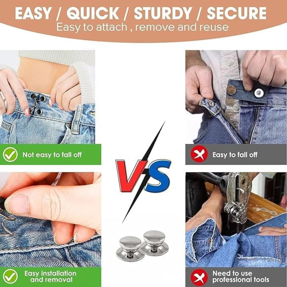 M ved Adjustable Waist Buckle for Loose Jeans Pants, Pearl