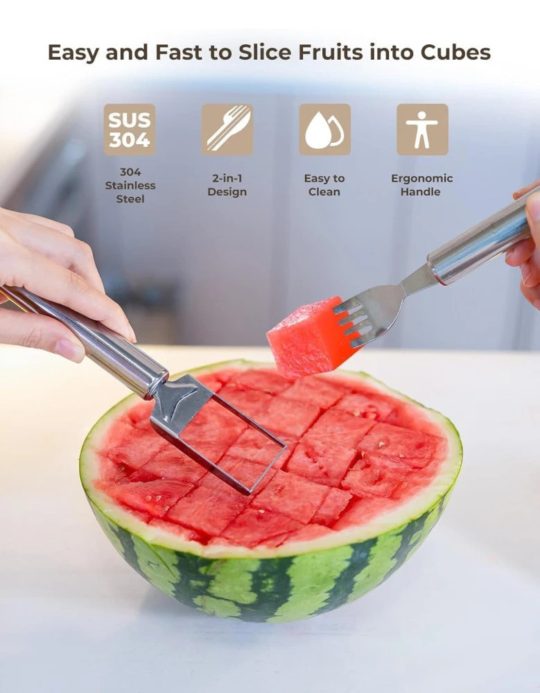 M ved 2-in-1 Watermelon Fork Slicer Cutter: Watermelon cube cutter