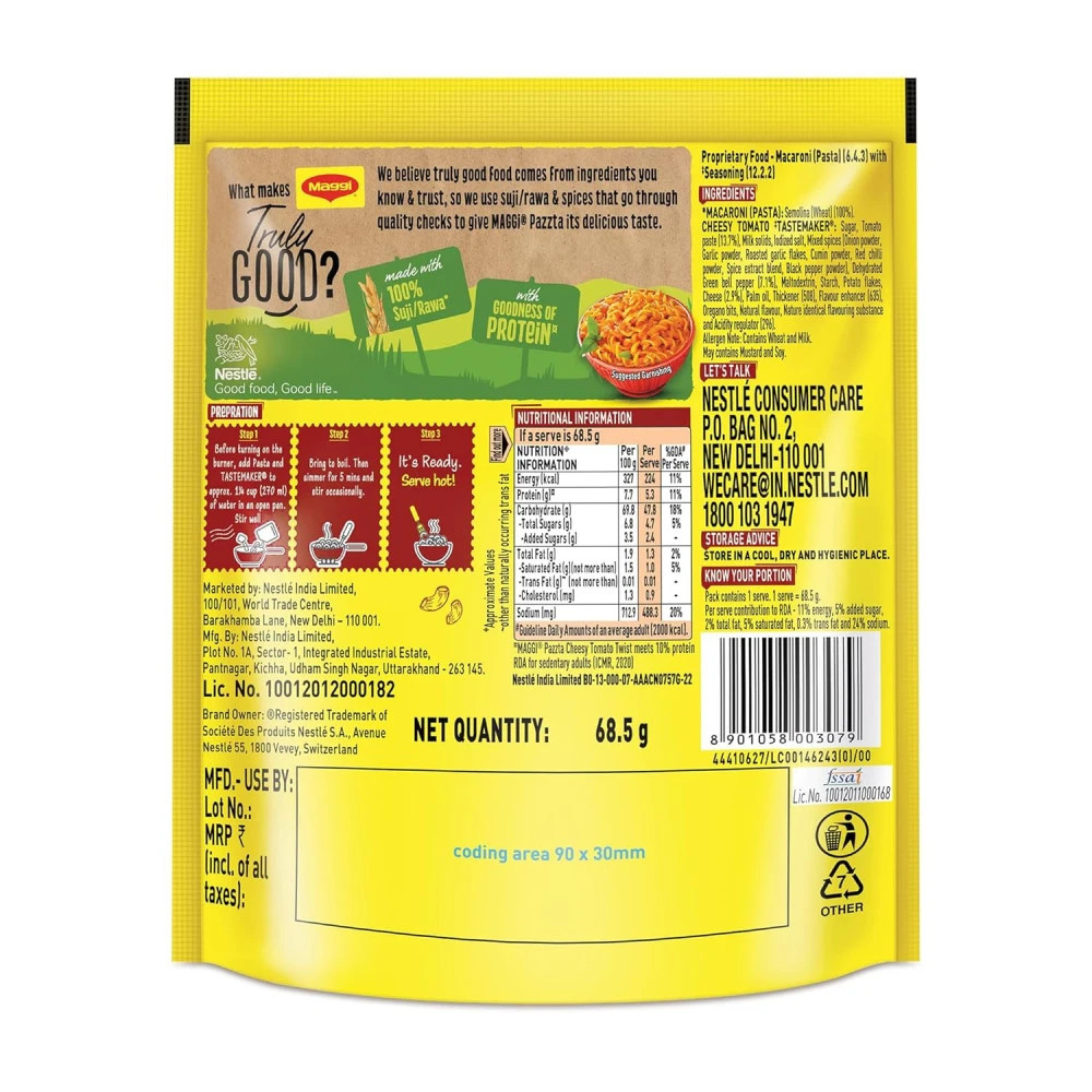 Maggi Pazzta Instant Pasta, Cheesy Tomato Twist - 64(2)