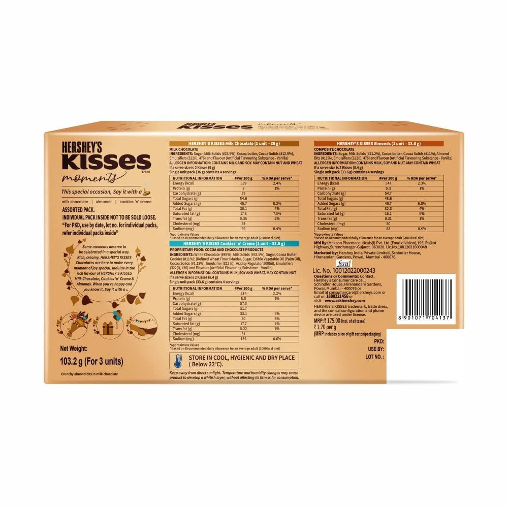 HERSHEY'S Kisses Moments Assorted Gift 90 Gm Chocolate Box