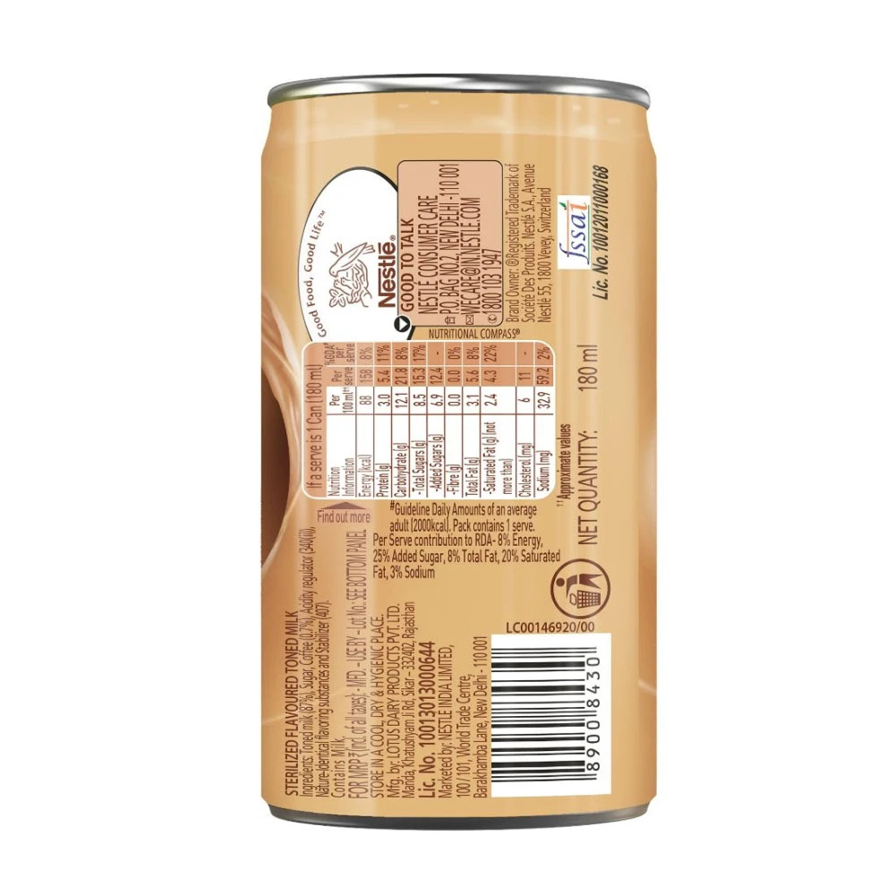 Nescafe Latte Drink Coffee Can, 1 x 180 ml