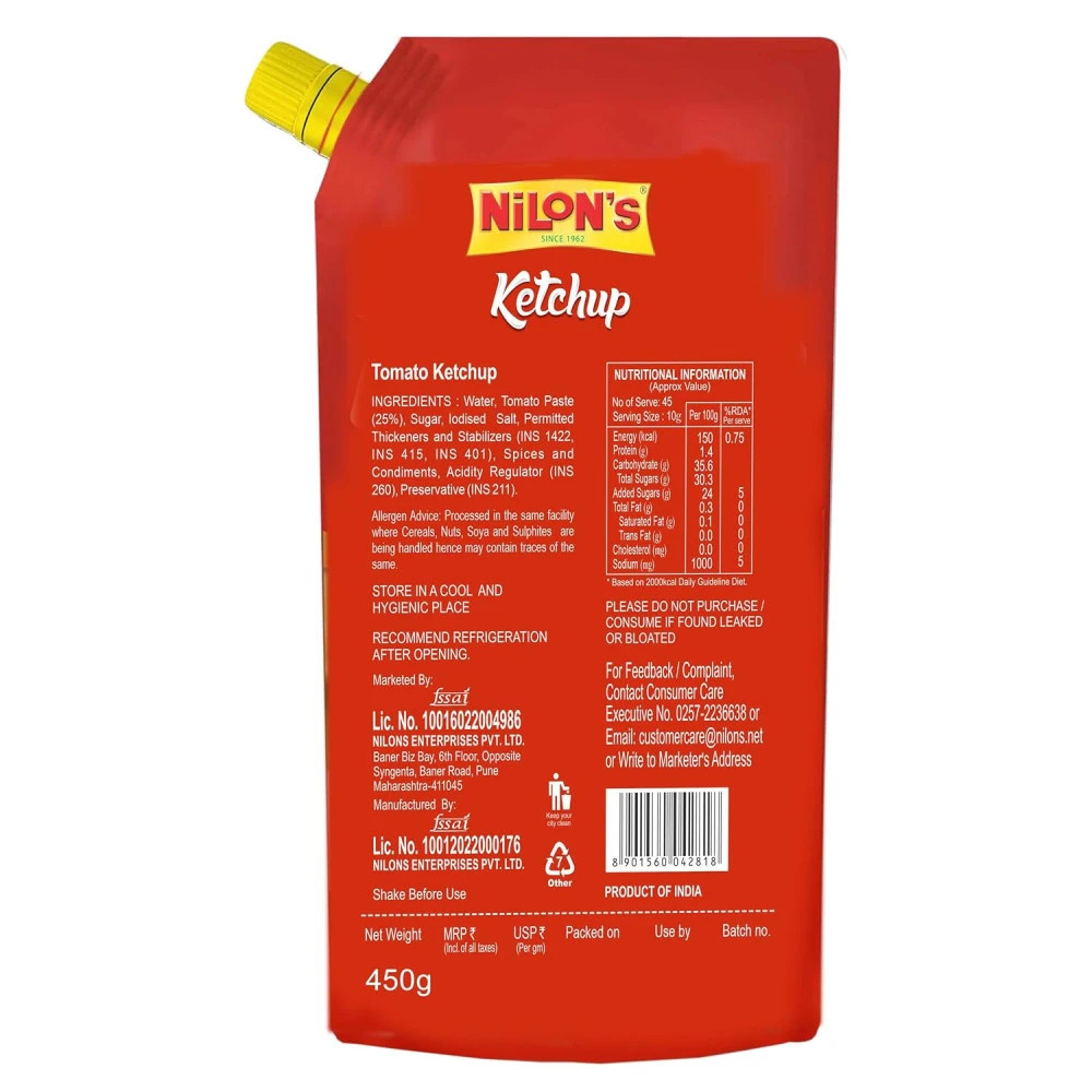 Nilon's Tomato Ketchup 450g Pouch