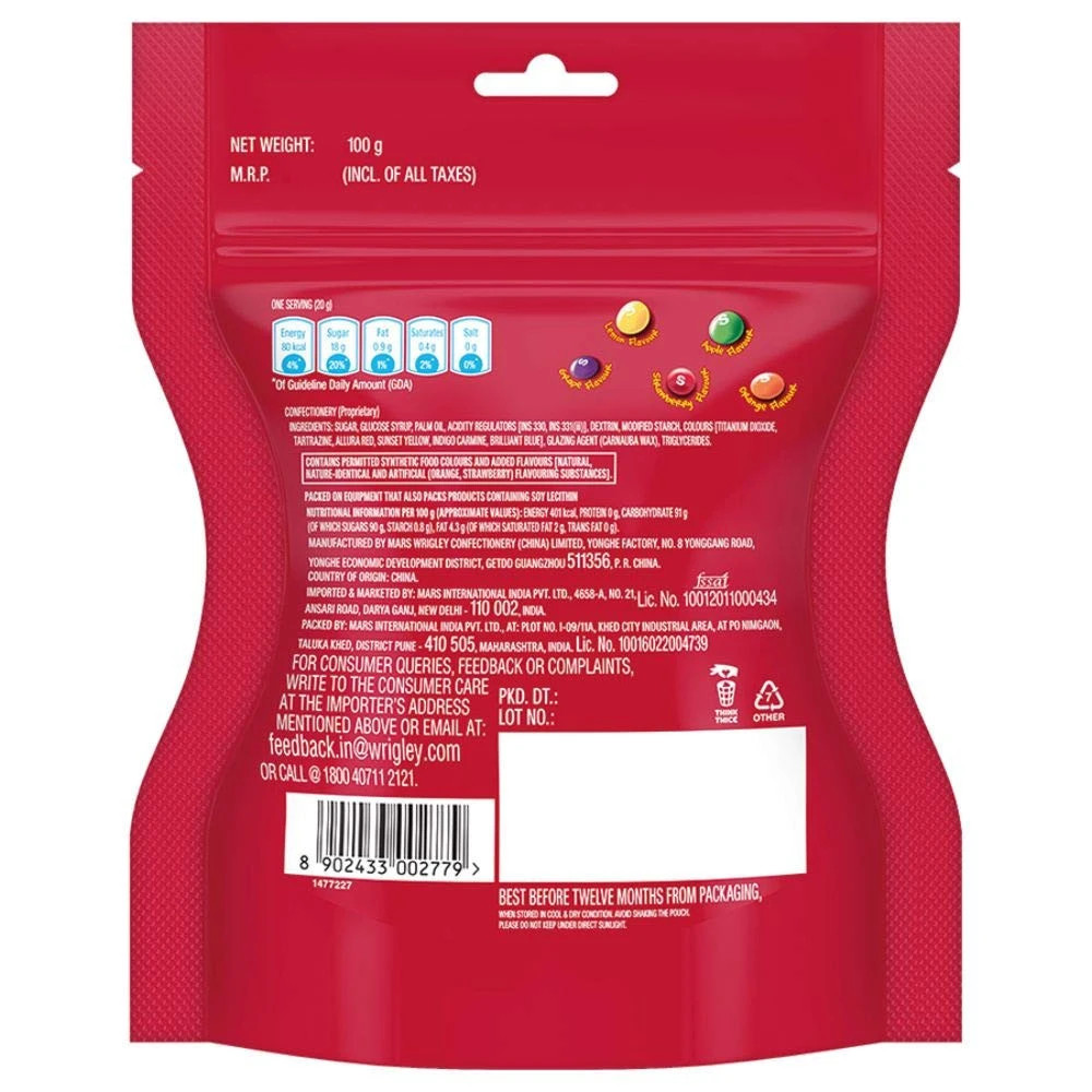 Skittles Original Fruit Flavoured Candies, 100 g Pouch
