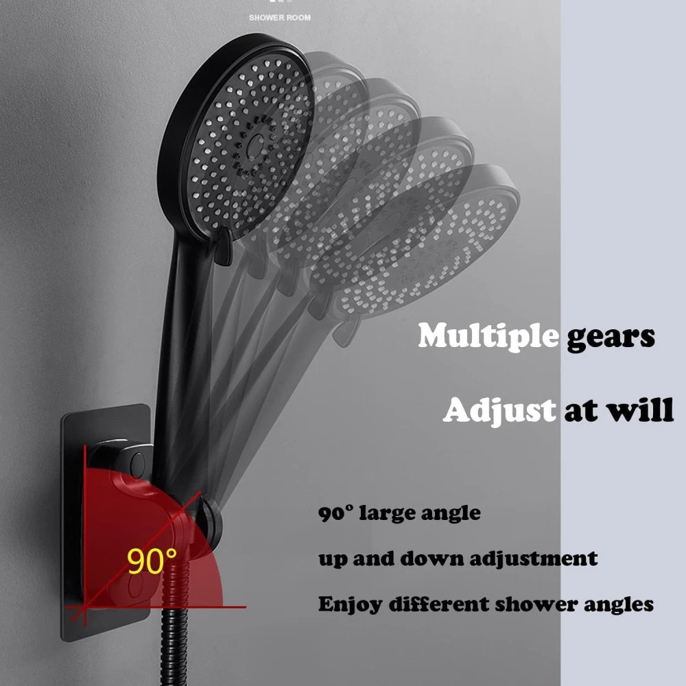 M ved  black big Self Adhesive Adjustable Shower Head Holder hook