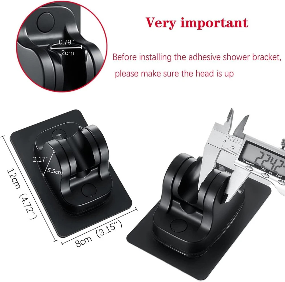 M ved  black big Self Adhesive Adjustable Shower Head Holder hook