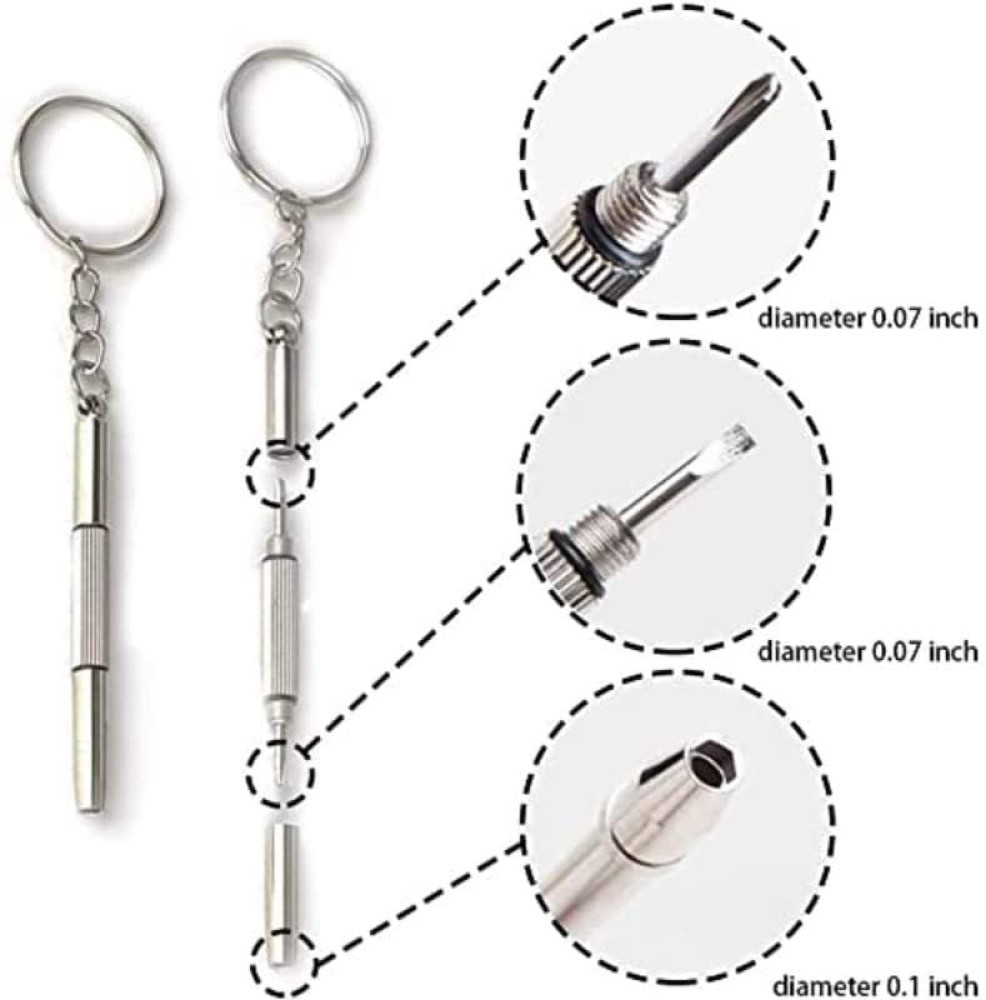M-VED Mini Screwdriver Keychain | 3 In 1 Screwdriver Keychain, Compact Pocket Mini DIY Screwdriver Kit with Keychain for Eyeglass, Sunglass, Watch, Jewellery, Electronics, Toy Repair Kit | 1 Pcs