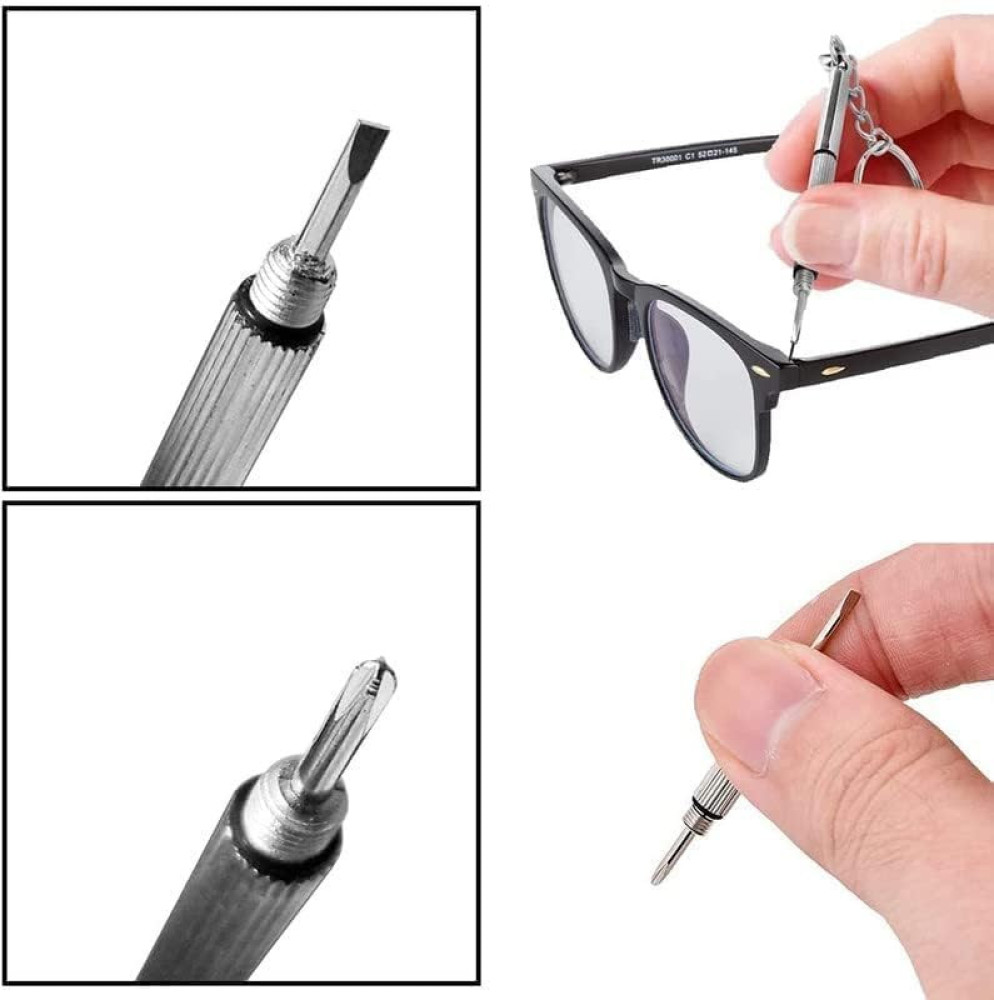 M-VED Mini Screwdriver Keychain | 3 In 1 Screwdriver Keychain, Compact Pocket Mini DIY Screwdriver Kit with Keychain for Eyeglass, Sunglass, Watch, Jewellery, Electronics, Toy Repair Kit | 1 Pcs